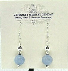 Remarkable Sterling Silver Natural ANGELITE Dangle Earrings #2739…Handmade USA