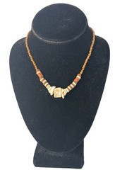 Handmade Beaded Necklace Earth Tone Seashell Tribal Beach Core Choker 15″