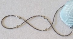 Gray and Silver Beaded Crystal Lanyard Holder Strap Sunglasses Eyeglasses Mask