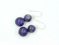 Sugilite Purple 8mm & 10mm Ball Gemstone 925 Sterling Silver Earrings 1 1/4″