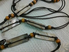 Artisan Handcrafted Abalone Shell Wood Bead Mod Boho Cord Bohemian Long Necklace