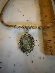 Portuguese Cork Necklace with Blue Tile Design Oval Pendant