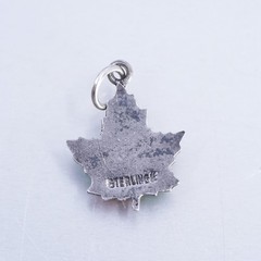 Vintage Sterling 925 Silver Pink Enamel Canada maple leaf Pendant Charm
