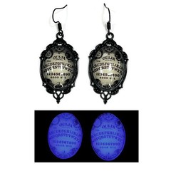 Violet Purple & Black Ouija Board Glow in the Dark Earrings