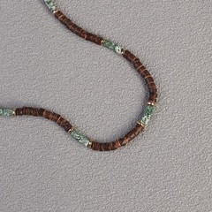 Mens Brown Coconut Shell Wood Bead Necklace Natural Stone Boho Surfer Jewelry