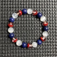 Homemade 8mm Red White and Blue Bracelet American Flag Handmade USA Jewelry
