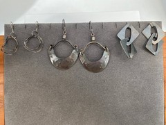 Lot of 3 Modernist Brutalist Artisan Earrings – One Signed Dina Varano Sterling
