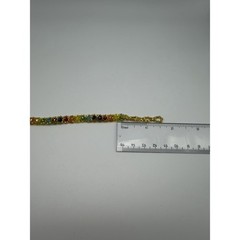Handmade Gold Rainbow Beaded Bracelet Multicolor Crystal Seed Bead 8.25 Inch