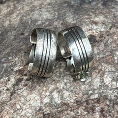 Happy Piasso Navajo Sterling Silver Clip On Hoop Earrings Native 925