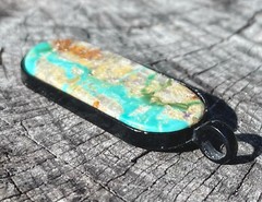 Fox Mine Turquoise Cabochon Nevada Blue Cab Set In 45x18mm Metal Pendant.