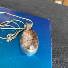 Vintage GARDEN LODOLITE QUARTZ CRYSTAL STERLING SILVER PENDANT Necklace