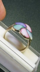 LOVELY MOP INLAYS IN STERLING SILVER.925 RING SIZE 6.75-7.0!