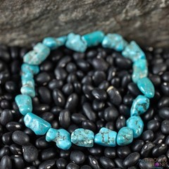 TURQUOISE Crystal Bracelet – Nugget Chip Beads – Beaded Handmade Jewelry, E2185