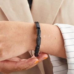Natural Raw Five Black Tourmaline Beaded Crystal Protection Healing Bracelet