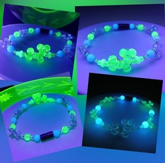 Uranium Glass Jewelry Braclet Size 8.5 Unique Big Yellow Dog Uranium Beads