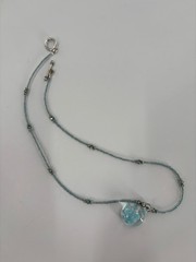 Artisan Crystal Glass Light Blu Flower Pendant Beaded Toggle Necklace