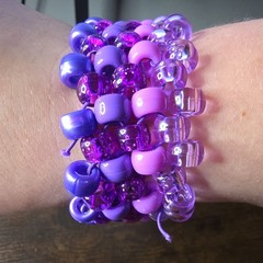 Hand Made Pony Bead Bracelet Size Small (Purple Beads)