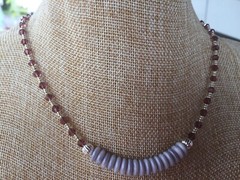 Handmade Necklace of Soft Purple Czech Glass Discs and Round Silver Accent Beads