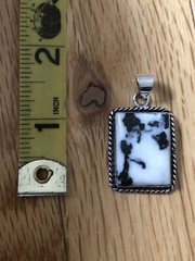 White Buffalo Turquoise Rectangular 1.5” Pendant Artisan Handmade