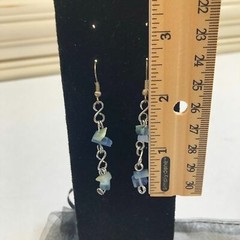 Hawaiian Jewelry Design Blue & Silver 3-piece Bracelet Cluster Ring Earring Set