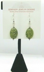 Sterling Silver Natural RUSSIAN SERPENTINE Dangle Earrings #2713…Handmade USA