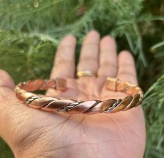 1Pc Pure Copper and Silver Healing Bangle Cuff Bracelet Spiritual, Unisex