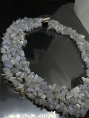 White Quartz Chunky Necklace With Silver Tone Filigree Clasp 18in Stunning✨