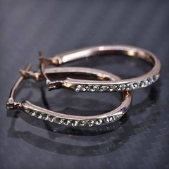 0.75”, vermeil 14K rose gold over sterling silver 925 hoops earrings with cz