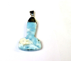 Impressive Natural Blue Larimar .925 Sterling Silver Thor’s Hammer Pendant 56mm