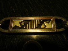 Vintage Artisan Mexican Silver Inlaid Copper Gold Modernist MCM Link Necklace!