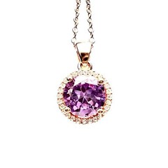 Color Change Lab Made Alexandrite Pendant 18k Rose Gold Vermeil June Birthstone