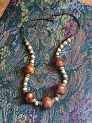 Artisan Stone Bead Necklace 11″ Ethnic Bohemian Statement Eclectic