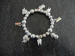 Artisan Stretch Charm Bracelet Dentist Theme Tooth Brush Silver Tone ~ So Cute!!
