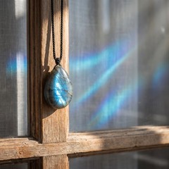 Natural Labradorite Moonstone Teardrop Pendant Boho Crystal Healing Necklace