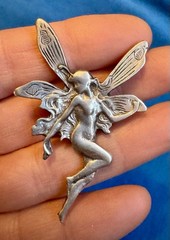Vintage cast pewter small Fairy pin/pendant
