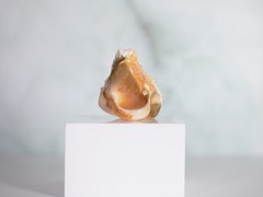 Adina Mills Pink Druzy Crystal Geode Statement Ring Size 7 Handmade Gold Tone