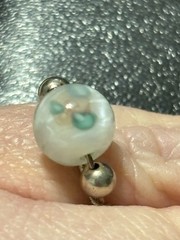 Artisan Sterling Wire Wrapped Ring With Glass Floral Bead