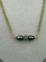 18 1/2 inch, Green Aventurine And Glass Bead Necklace