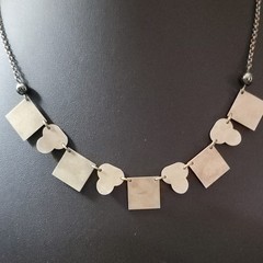 Ayala Bar Handcrafted Glass Statement Necklace Green Gray Silver Beaded