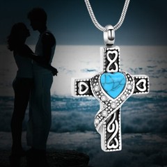 Cross Cremation Jewelry for Human Ashes Stainless Steel Urn Necklace Ashes Gifts