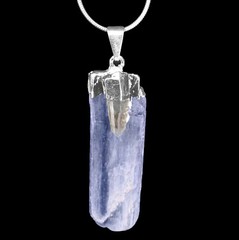Blue Kyanite Quartz Crystal Chakra Pendant Sterling Silver Necklace Reiki Energy