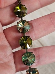 B1-13 Olive Army Green Crystal 12mm Cup Chain Bracelet Earring Jewelry Set