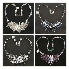 Spikey Spiney Caterpillar Necklaces Silver-tone Glass Preciosa Crystals Quartz