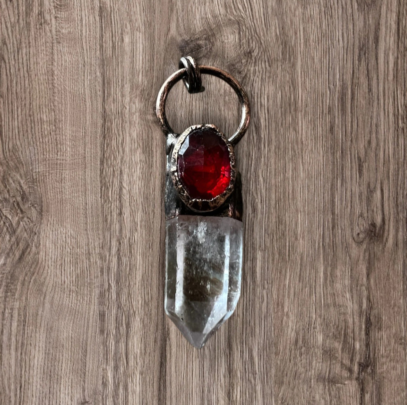 Clear Quartz Crystal Pendant Natural Himalaya Quartz Point Pendant Stick Pendant