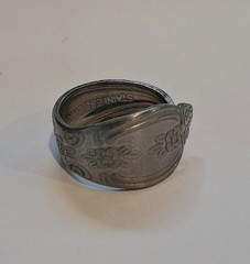 Handmade Brushed Stainless Steel Spoon Ring Floral Deco Design Size 10