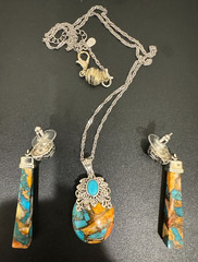 BBJ Tai Sterling Silver/Precious Stones Necklace and Earrings Set