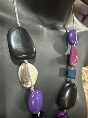 VTG Pink Purple Large Stone Beads Art Deco Necklace