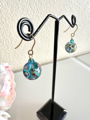 Japanese Tensha bead and crystal glass earrings with surgical stainless hooks