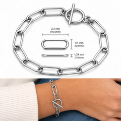 Paper Clip Bracelet – Surgical Stainless Steel – Toggle Clasp