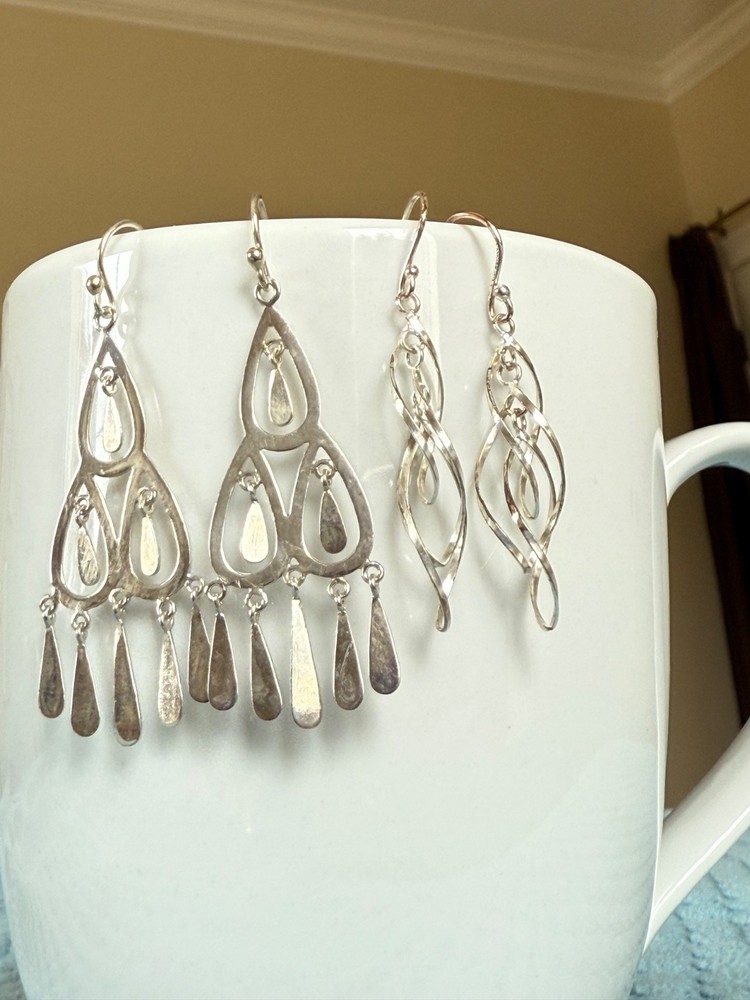 🏞 2 PAIRS of EARRINGS, STERLING SILVER